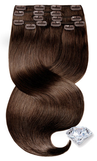 Clip-in Extensions Diamond Line Kastanien-Dunkelbraun