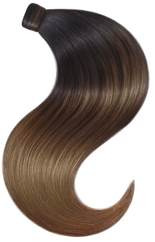 PONYTAIL LUXURY EXTENSIONS Sombre Schwarz & Schoko-Dunkelbraun