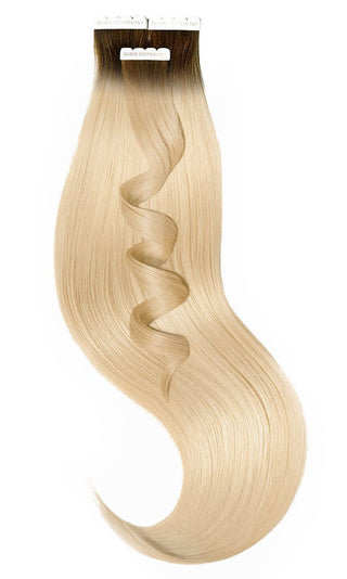 TAPE-IN EXTENSIONS ECHTHAAR, Kurzer Ansatz, Schoko-Dunkelbraun & Honigblond