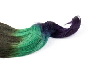 Clip-in Haarverlängerung OMBRÉ LINE Schoko-Dunkelbraun & Grün & Blau