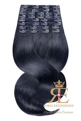 Clip-In Echthaar LUXURY QUALITÄT Extensions Schwarz Deluxe Line